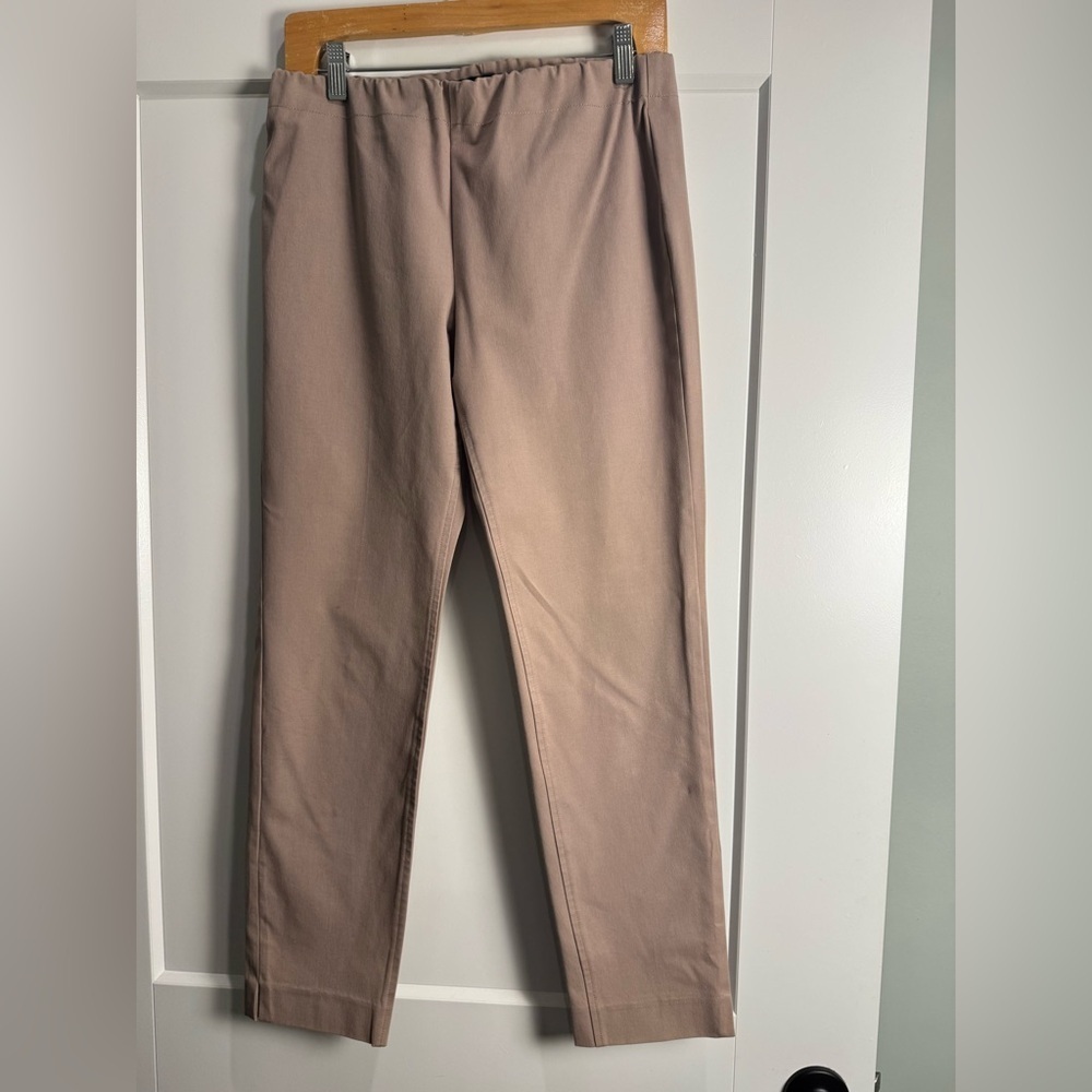 Ecru Pull-On Straight Leg Pants Minimal Chic Neutral
